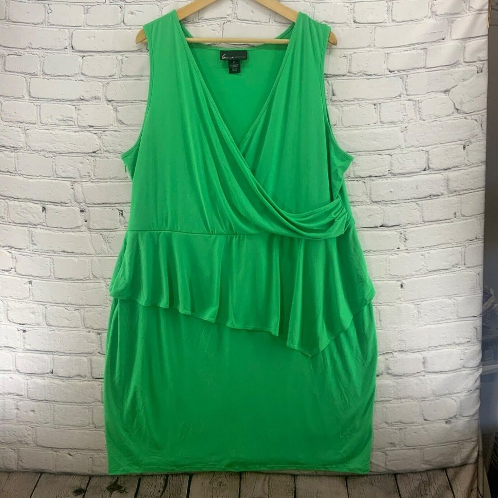 EUC 💗 Lane Bryant Dress Bright Green Surplice Plus Sz 22 Sleeveless
